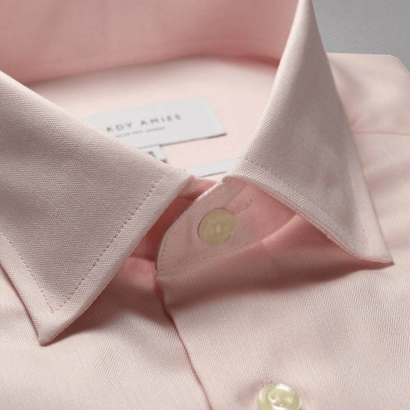 Hardy Amies Slim Fit Mens Mini Herringbone Shirt in Pink