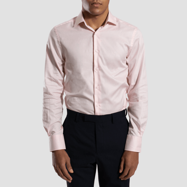 Hardy Amies Slim Fit Mens Mini Herringbone Shirt in Pink