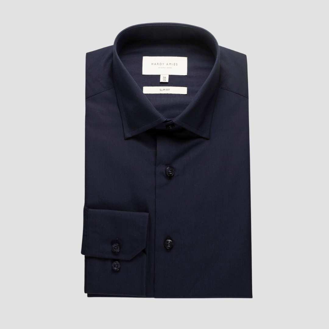Hardy Amies Slim Fit Mens Shirt in Navy Blue