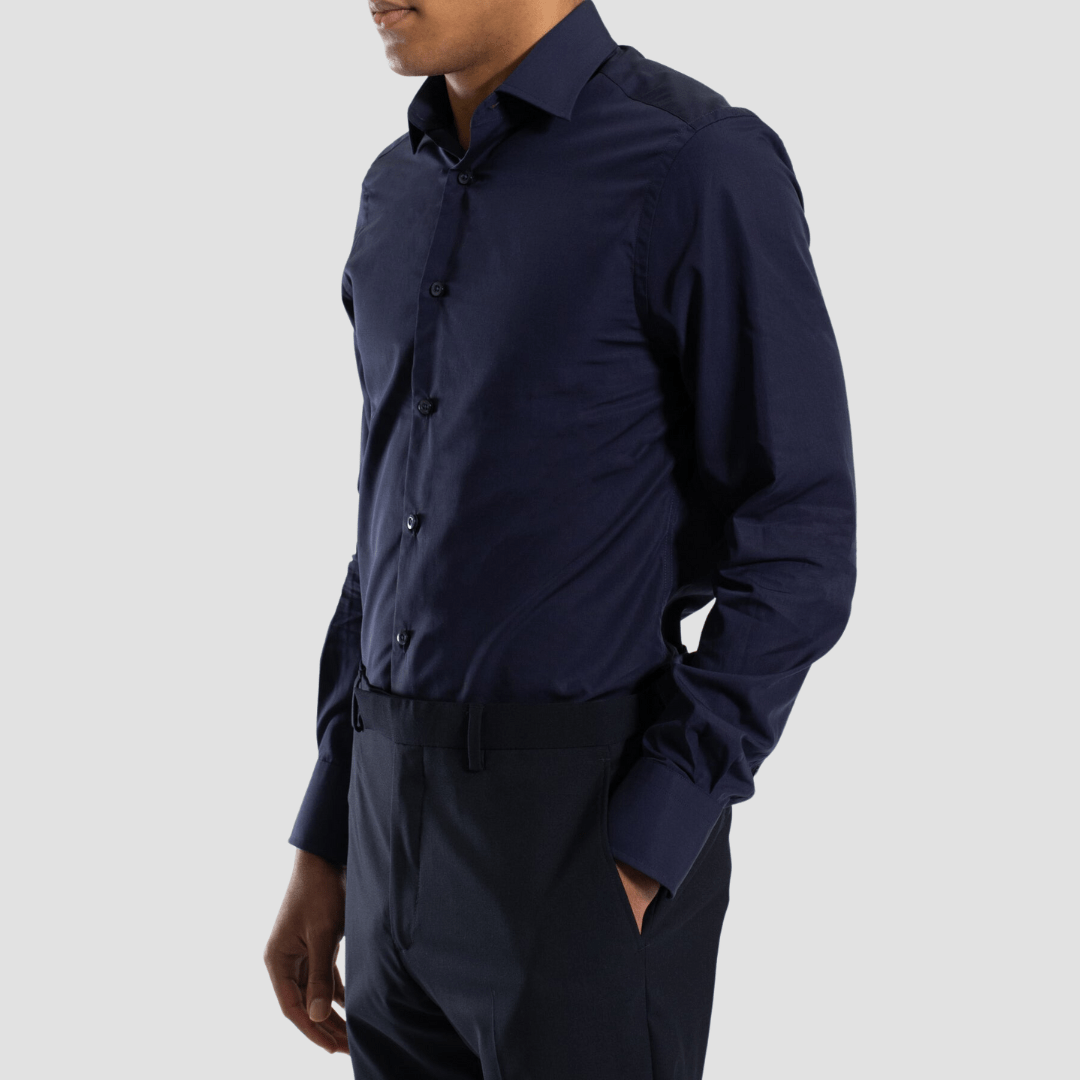 Hardy Amies Slim Fit Mens Shirt in Navy Blue