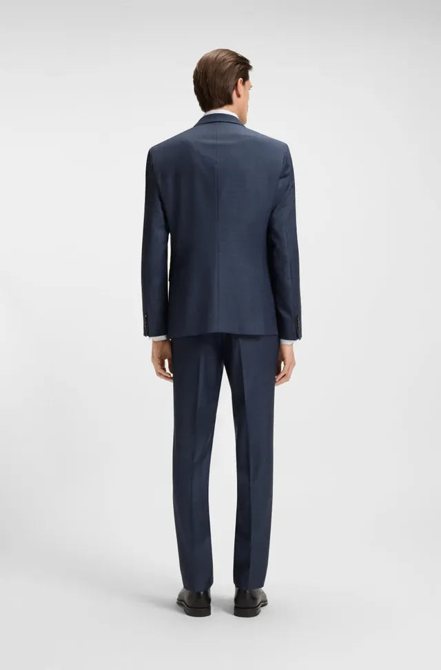 Boss H-Huge Slim-Fit Suit in Dark Blue Tartan Check Suit