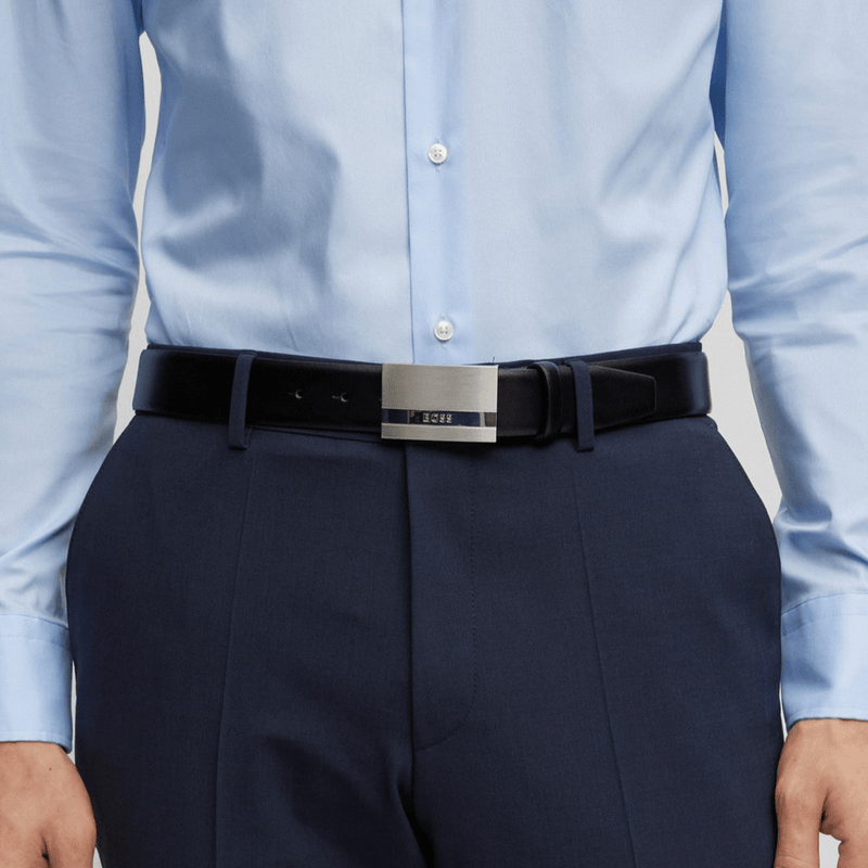 Et centralt værktøj, der spiller en vigtig rolle Før afstemning Hugo Boss Baxton Mens Leather Belt with Plaque Buckle in Black – Mens Suit  Warehouse - Melbourne