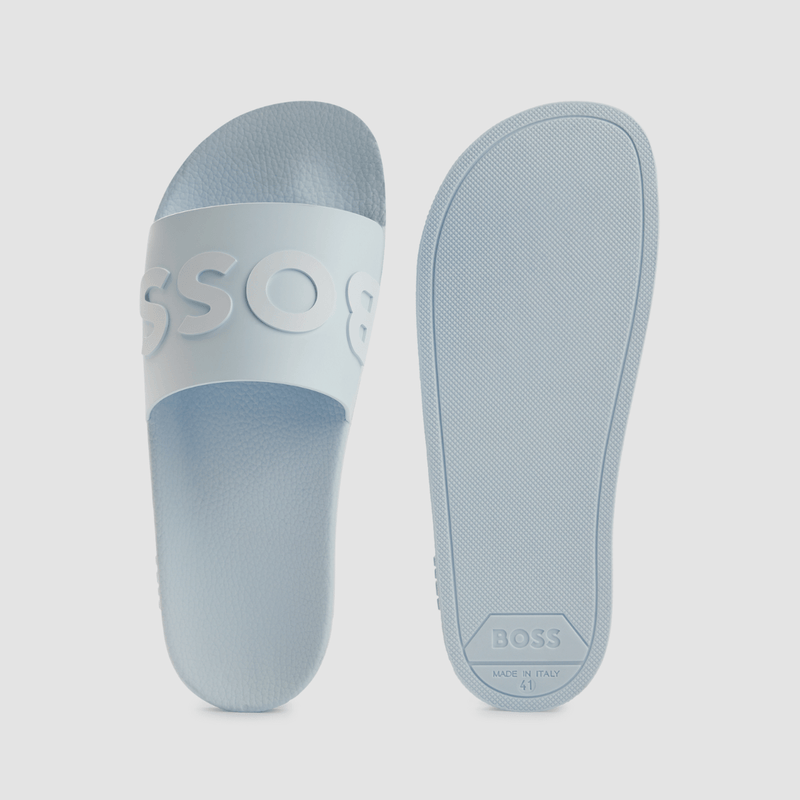 Hugo Boss Bay Big Boss Mens Slides in Pastel Blue Mens Suit
