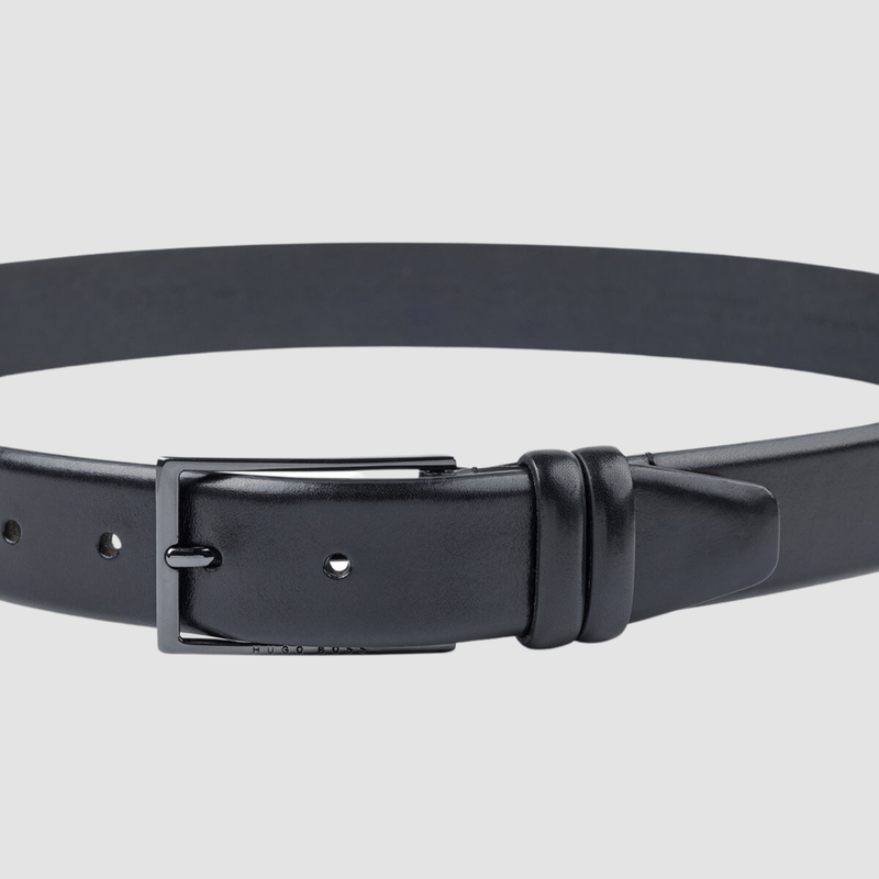 Hugo Boss Carmello Mens Leather Belt with Gunmetal Hardware in Black ...
