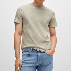 Hugo Boss Logo Patch Classic Fit Cotton Jersey T-Shirt in Natural