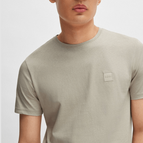 Hugo Boss Logo Patch Classic Fit Cotton Jersey T-Shirt in Natural