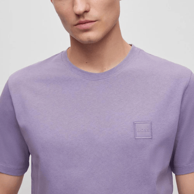 Hugo Boss Logo Patch Classic Fit Cotton Jersey T Shirt in Pastel Purpl Mens Suit Warehouse Melbourne