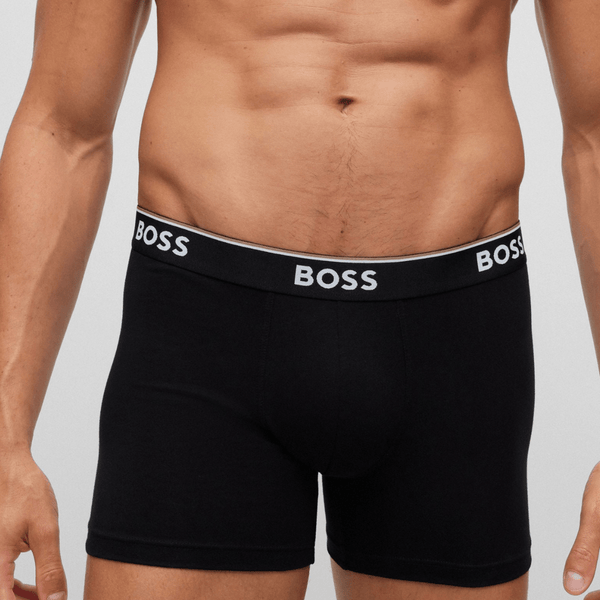 Hugo Boss Cotton-Stretch Boxer/Trunk 3 Pack in Black