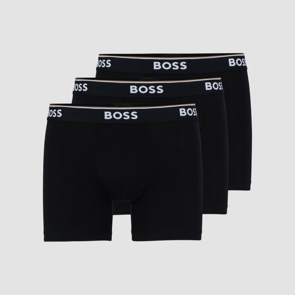 Hugo Boss Cotton-Stretch Boxer/Trunk 3 Pack in Black