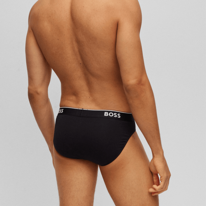 Hugo Boss Cotton Stretch Brief 3 Pack in Black Mens Suit