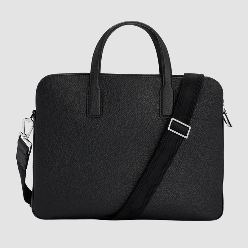 Hugo Boss Crosstown Leather Document Case with Detachable Strap in Bla ...