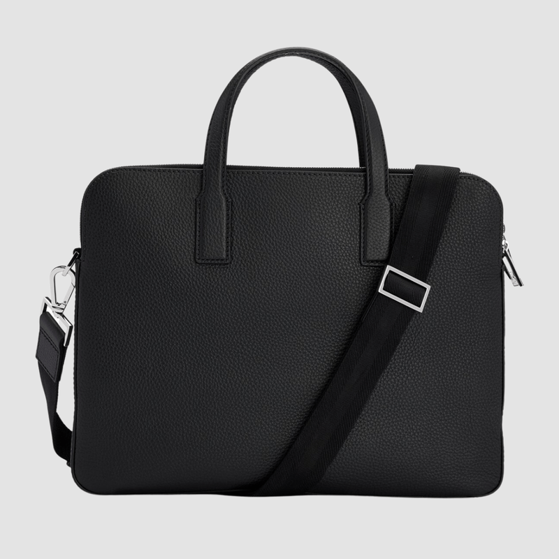 Hugo Boss Crosstown Leather Document Case with Detachable Strap in Black