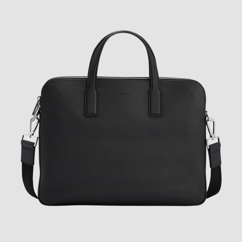 Hugo Boss Crosstown Leather Document Case with Detachable Strap in Black