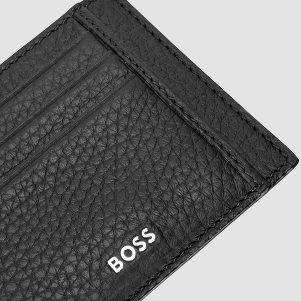Hugo Boss Crosstown Leather Card Holder in Black