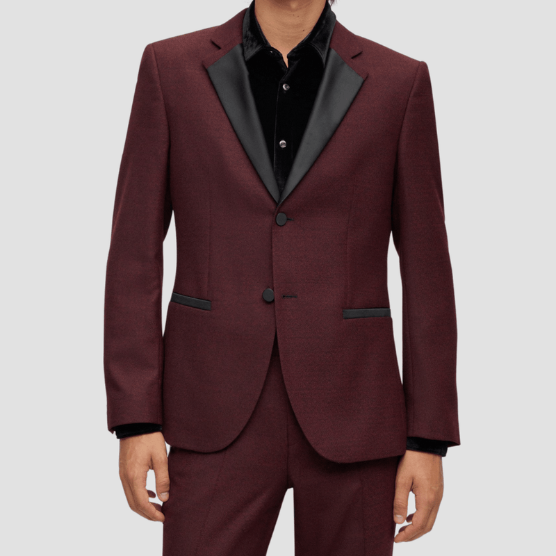 Hugo Boss Slim Fit Henry Dinner Jacket in Deep Red Mens Suit