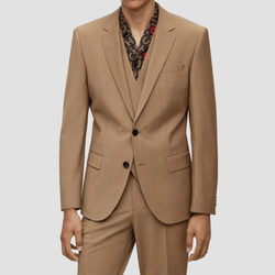 Hugo slim fit henry suit in tan mohair-look