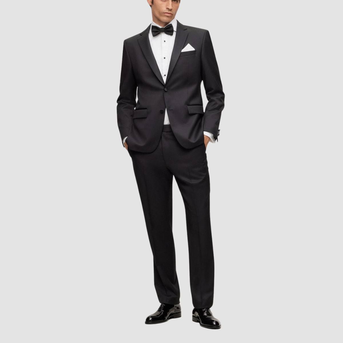 Boss Huge B1 Tuxedo Dinner Suit in Black Pure Wool
