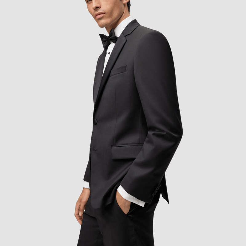 Hugo Boss Huge Tuxedo Dinner Suit in Black Pure Wool Mens Suit Warehouse Melbourne
