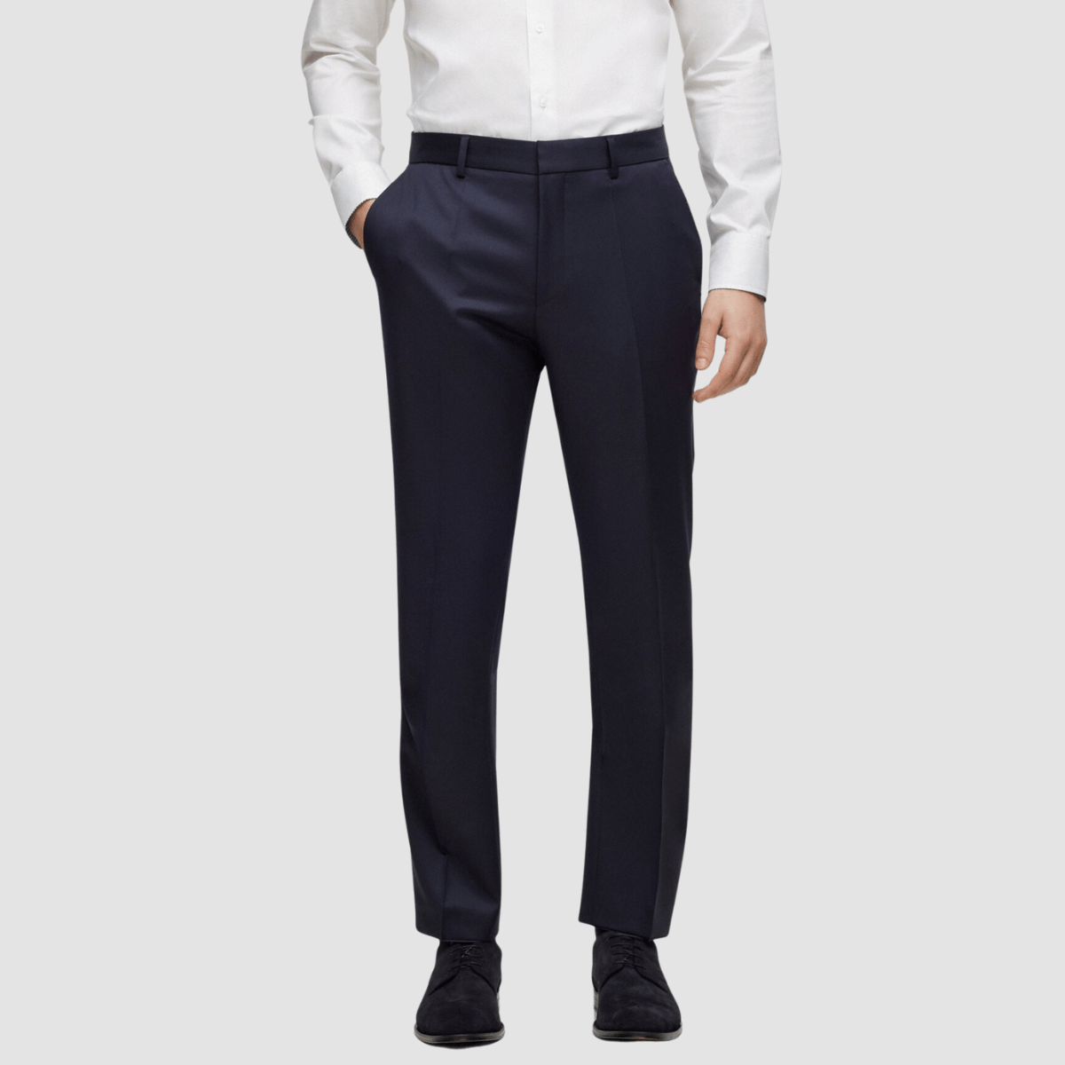 Boss Classic Fit Lenon Suit Trouser in Dark Blue Pure Wool