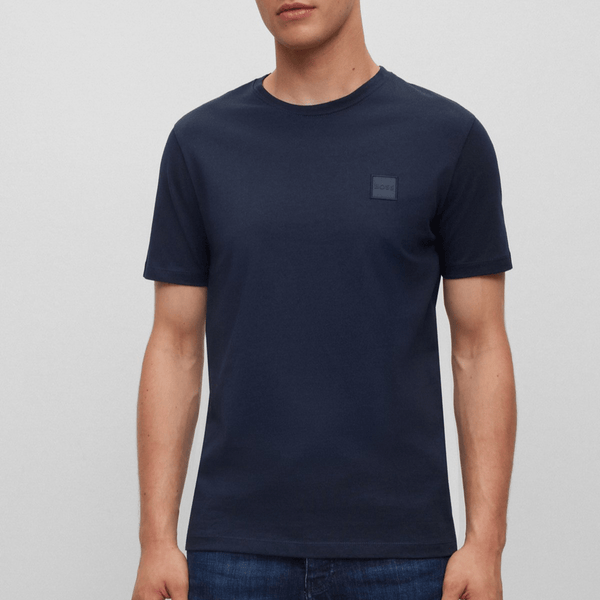 Hugo Boss Logo Patch Classic Fit Cotton Jersey T-Shirt in Dark Blue