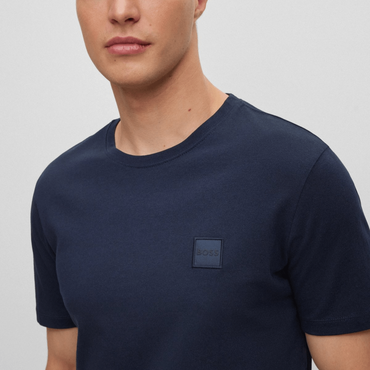 Hugo Boss Logo Patch Classic Fit Cotton Jersey T-Shirt in Dark Blue