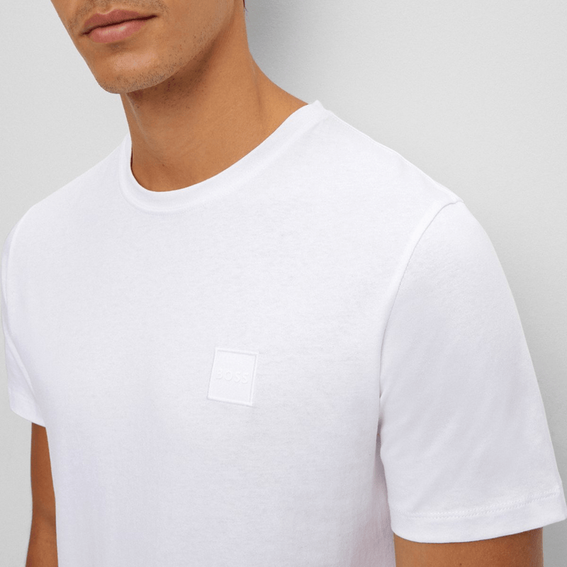 Hugo Boss Logo Patch Classic Fit Cotton Jersey T-Shirt in White