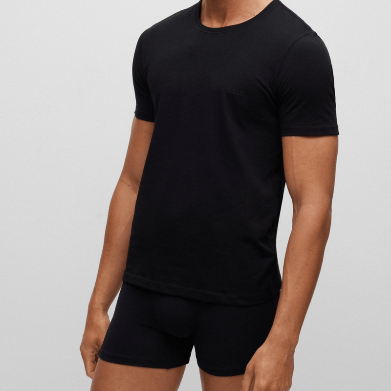 Hugo Boss Embroidered Logo Soft Cotton T Shirt 3 Pack in Black White Mens Suit Warehouse Melbourne