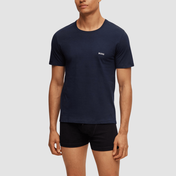 Hugo Boss Embroidered Logo Soft Cotton T-Shirt 3 Pack in Black, White and Navy