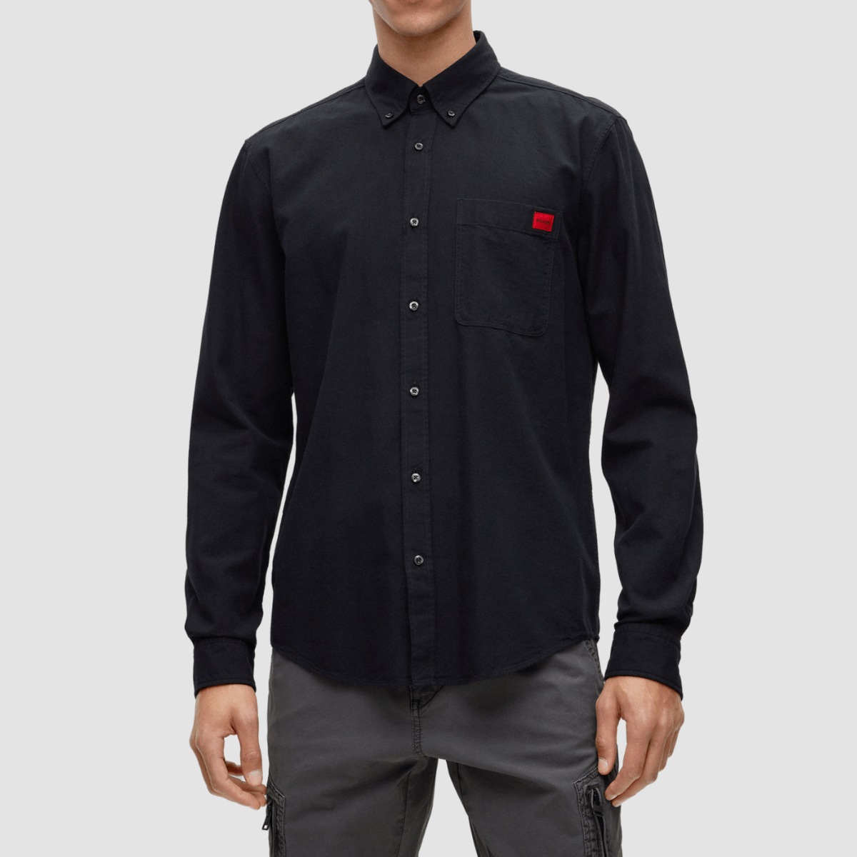 Hugo Mens Slim Fit Evito Oxford Shirt in Black – Mens Suit Warehouse ...