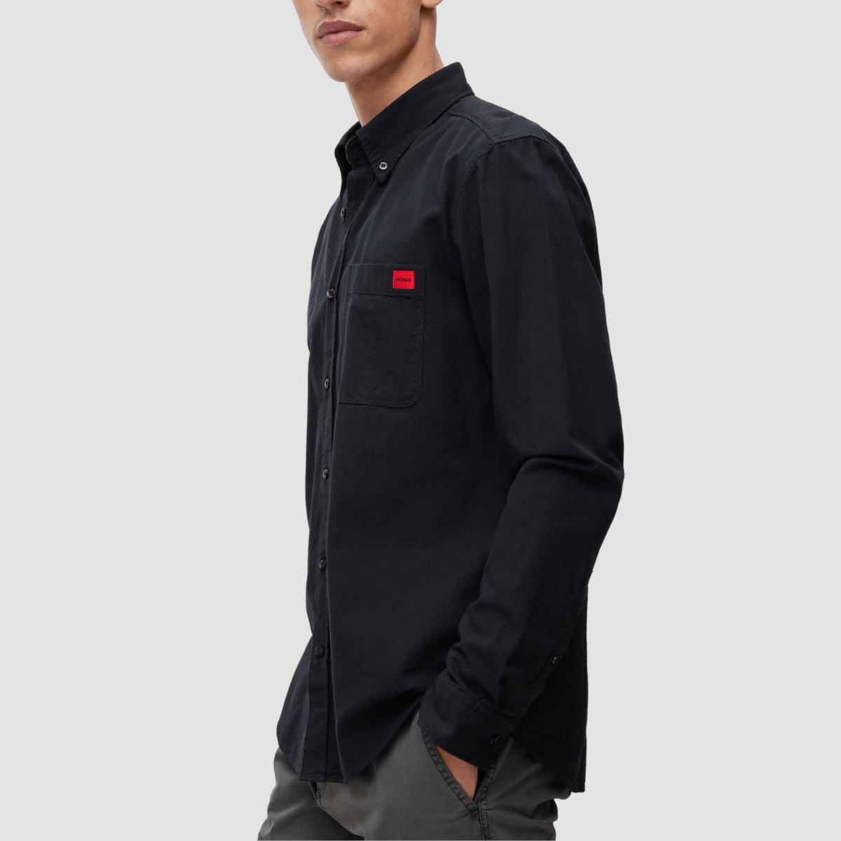 Hugo Mens Slim Fit Evito Oxford Shirt in Black