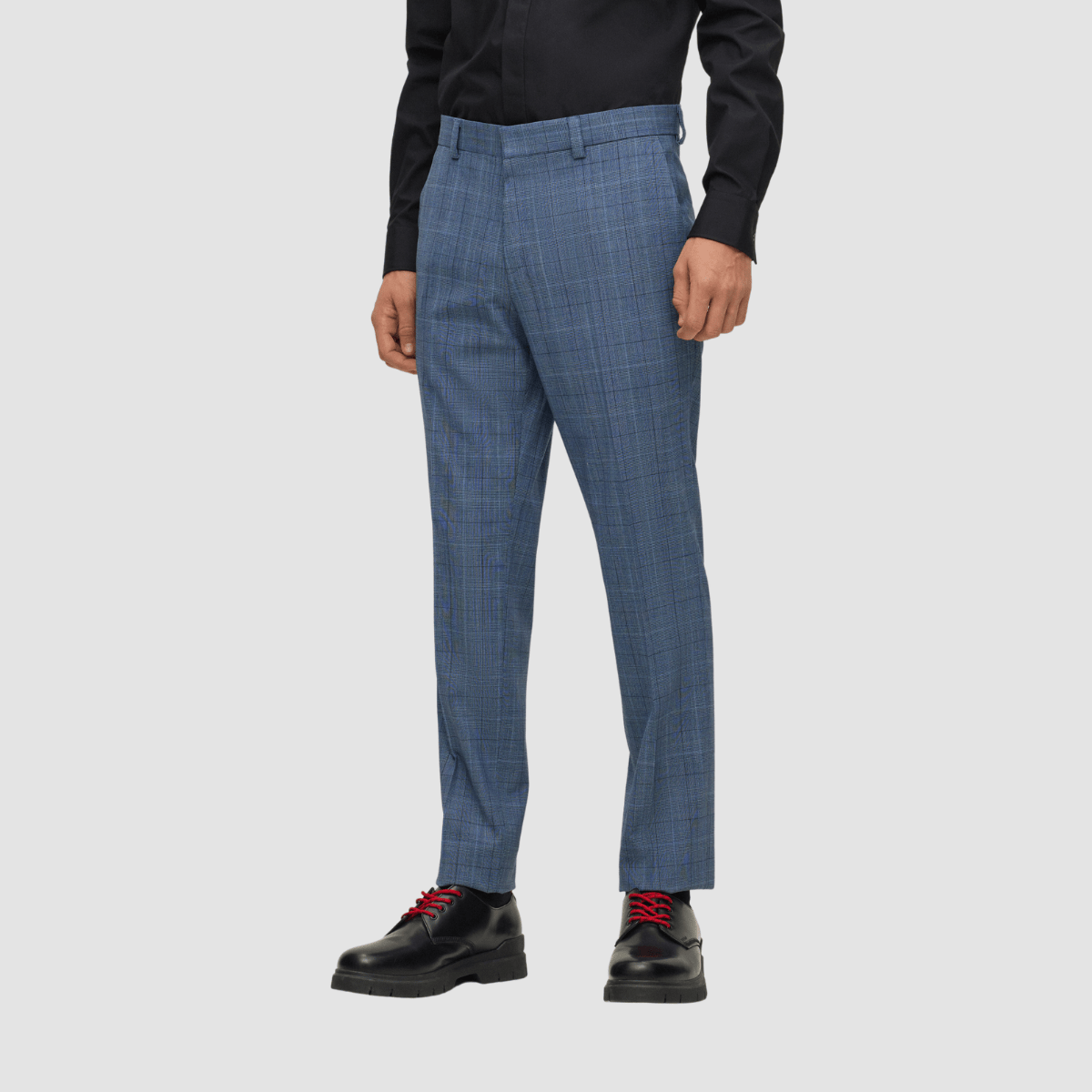 Hugo Boss slim fit henry getlin three piece mens suit in blue check