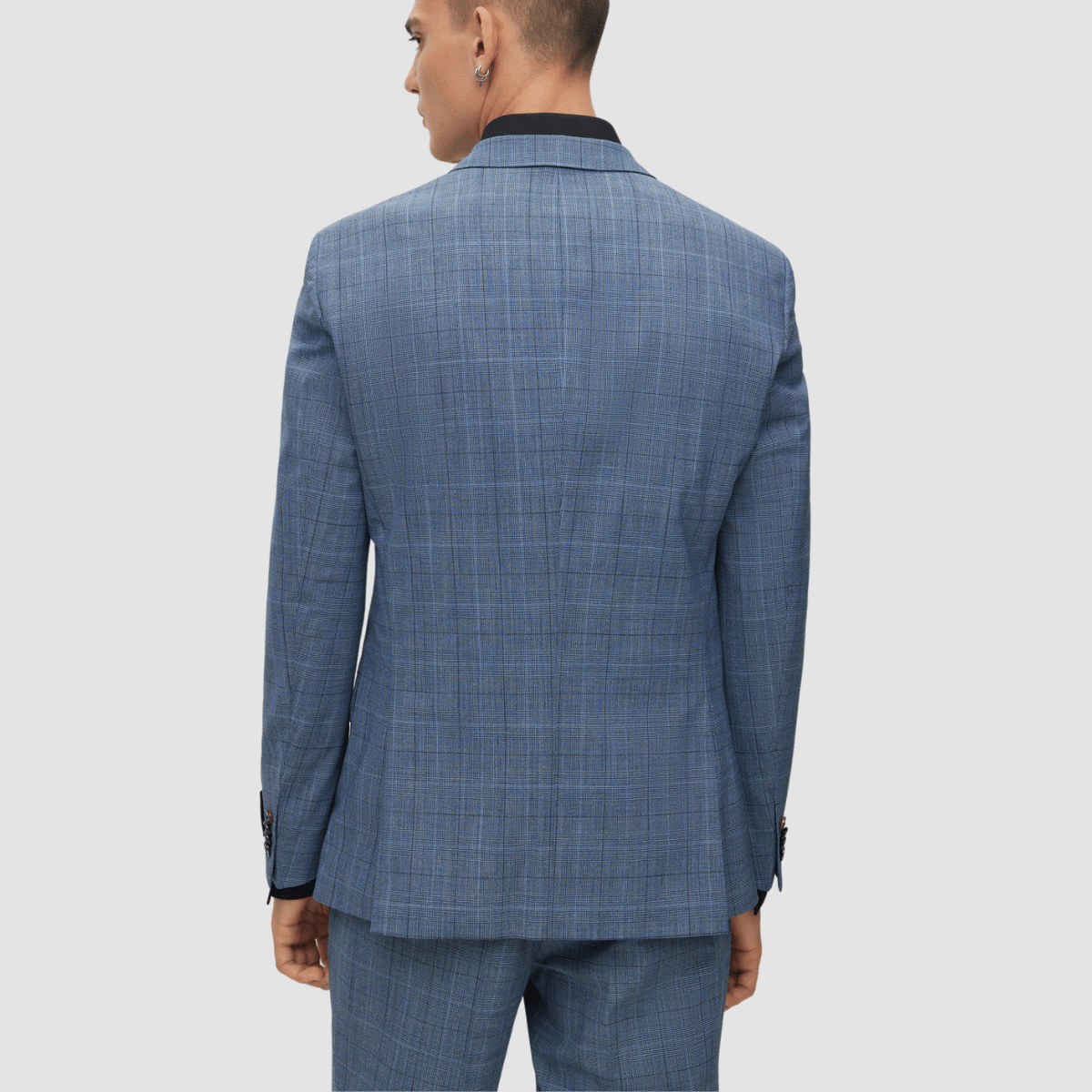 Hugo Boss slim fit henry getlin three piece mens suit in blue check