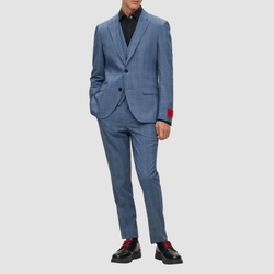 Hugo Boss slim fit henry getlin three piece mens suit in blue check