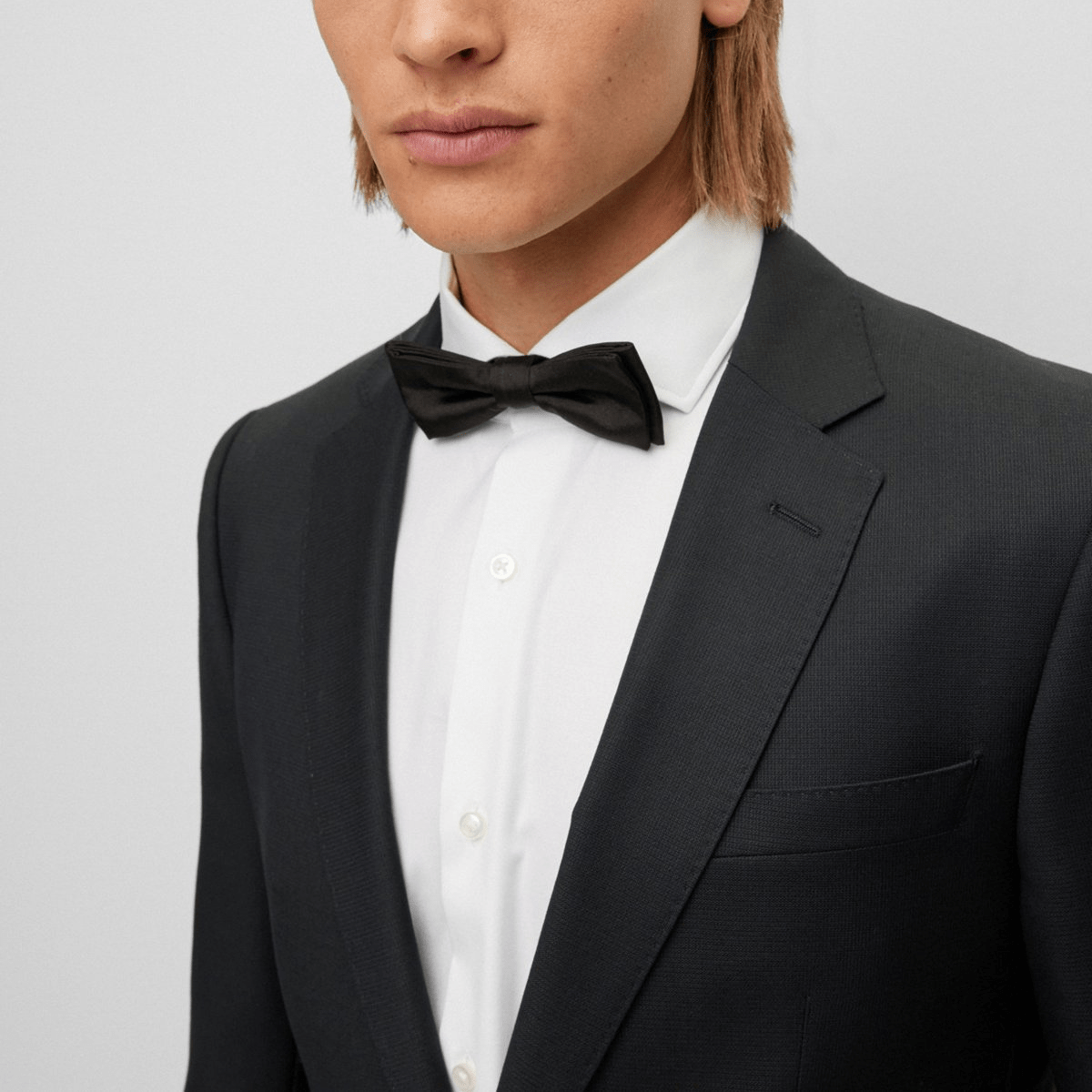 Hugo Boss Pure Silk Jacquard Bow Tie in Black â Mens Suit Warehouse - Melbourne