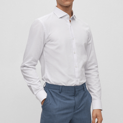 Hugo Slim Fit Kason Shirt in White Cotton