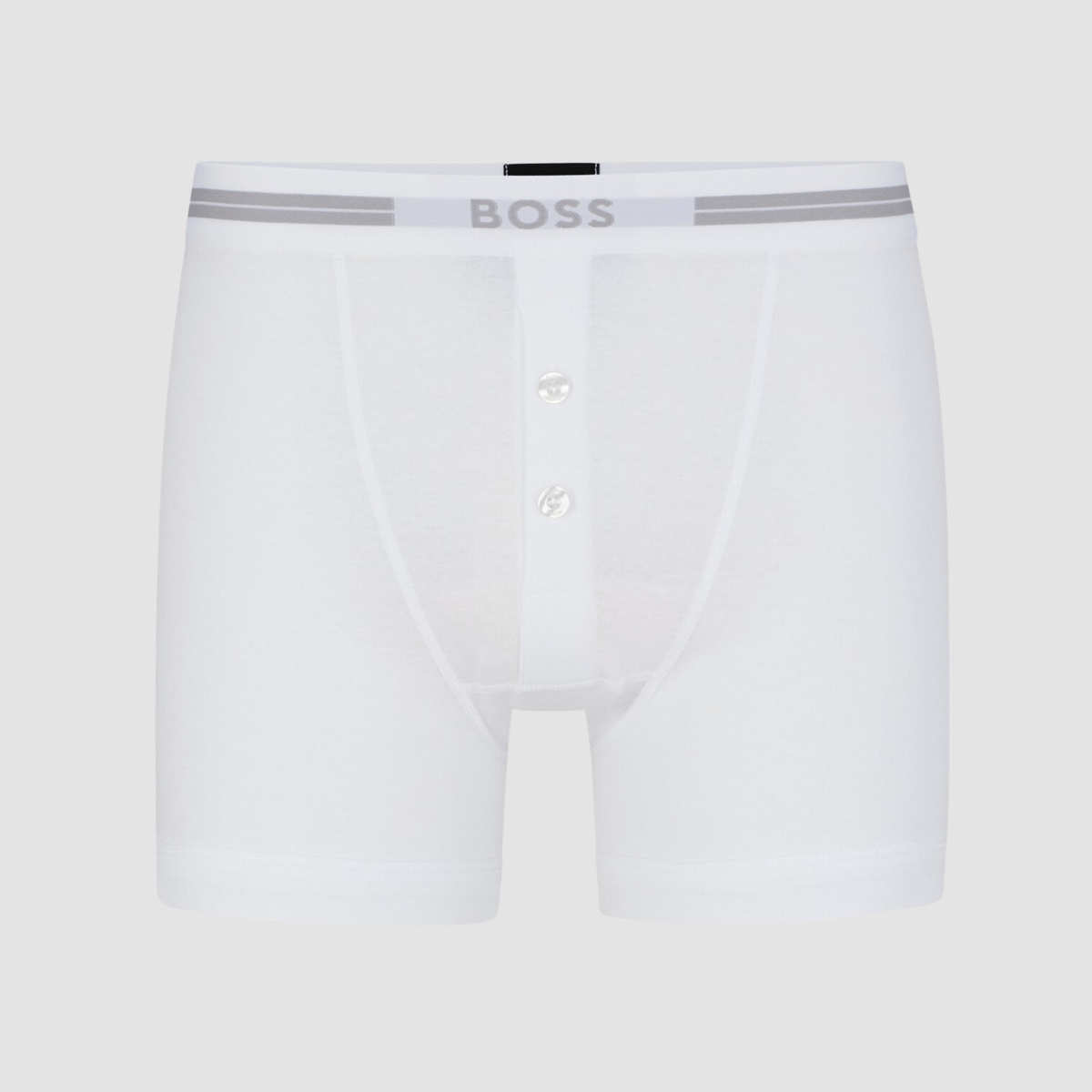 Hugo Boss Organic-Cotton Trunks in White with Boss Branded Waistband