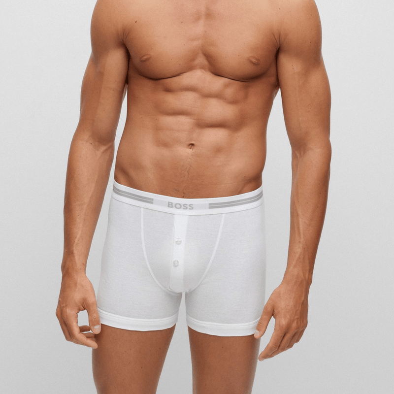 Hugo Boss Organic-Cotton Trunks in White with Boss Branded Waistband – Mens  Suit Warehouse - Melbourne