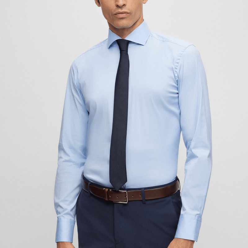 Hugo Boss Pure Silk Jacquard Tie in Dark Blue Mens Suit
