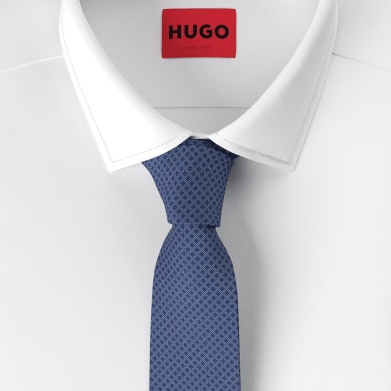 Hugo Boss mens 6cm neck tie in blue pure silk