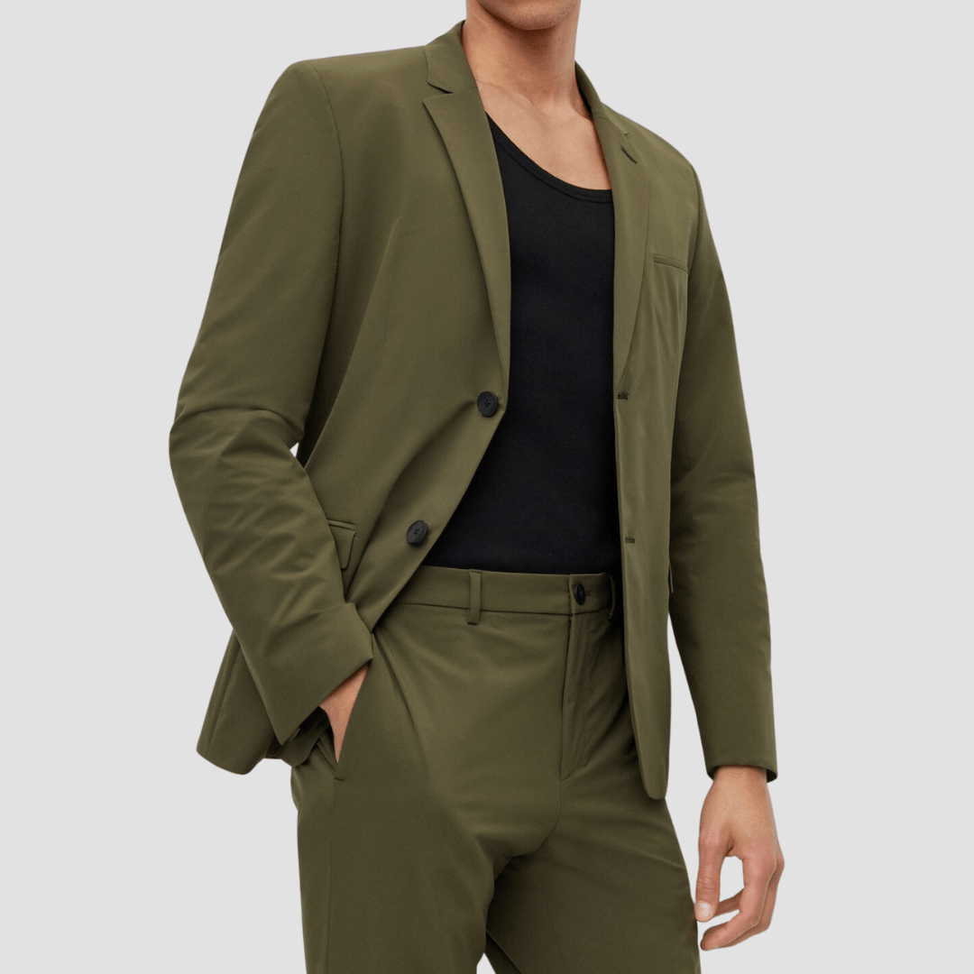 Hugo Boss Slim Fit Away Green Travel Suit