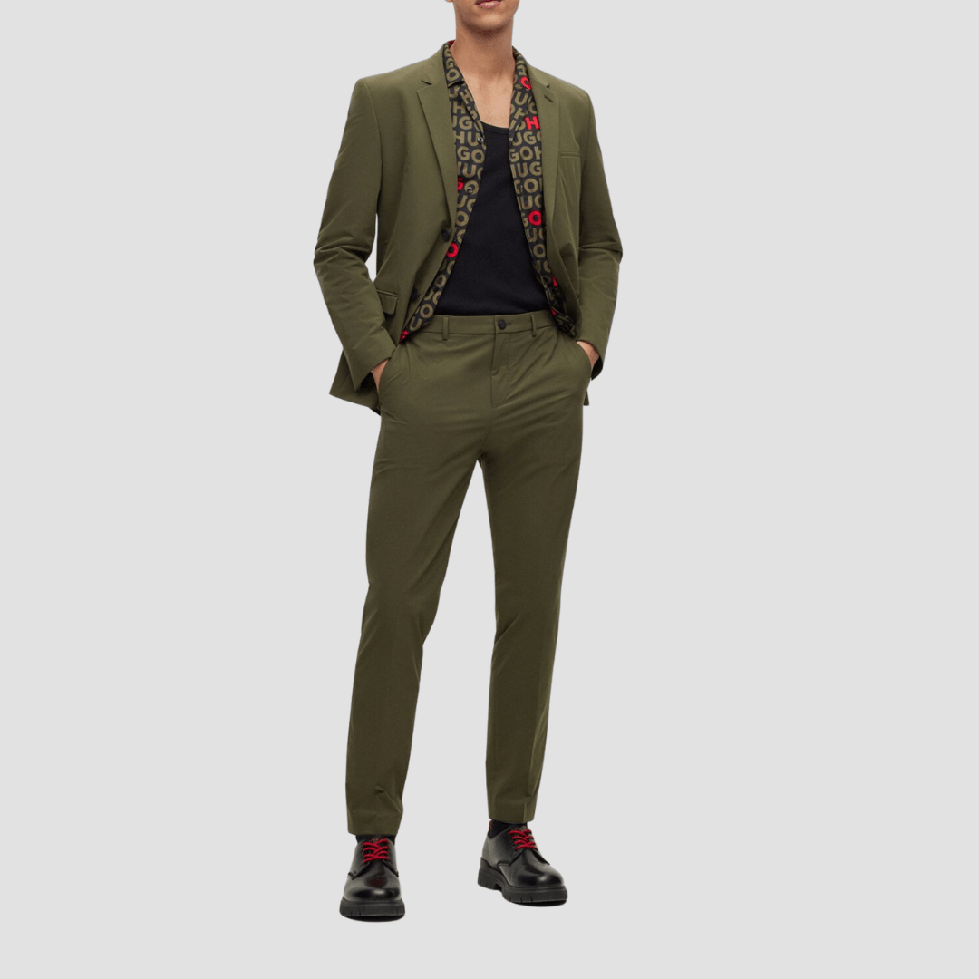 Hugo Boss Slim Fit Away Green Travel Suit
