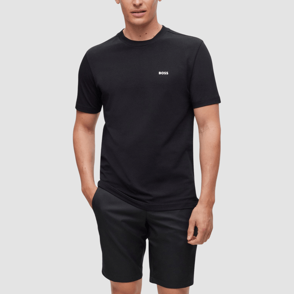 Hugo Boss Mens Tailored Fit Cotton Boss Logo T-Shirt in Black