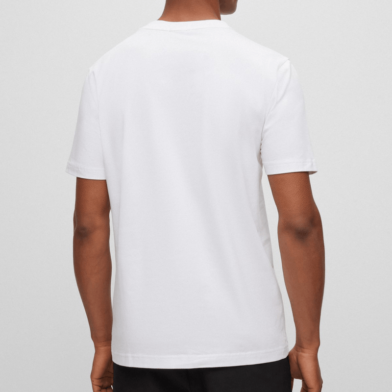 Hugo Boss Mens Tailored Fit Cotton Boss Logo T-Shirt in White