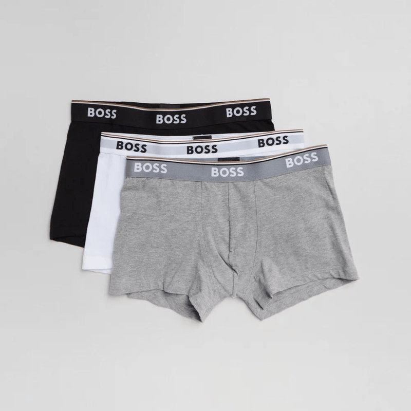 Hugo Boss Cotton-Stretch Assorted Boxer/Trunk 3 Pack in Black, White a ...