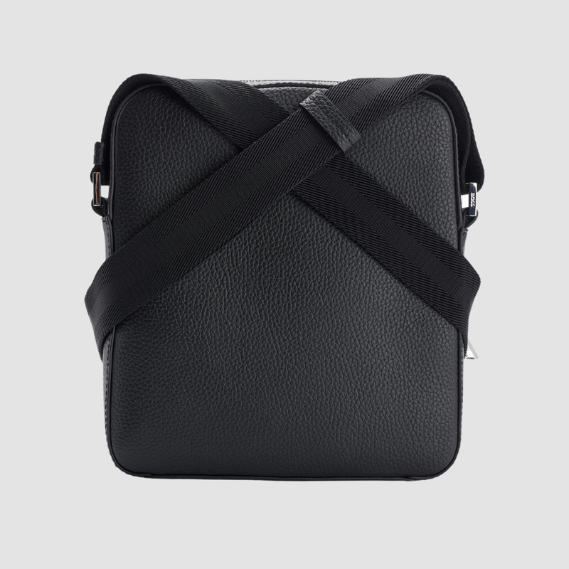 Hugo Boss Crosstown Leather Reporter Bag in Black