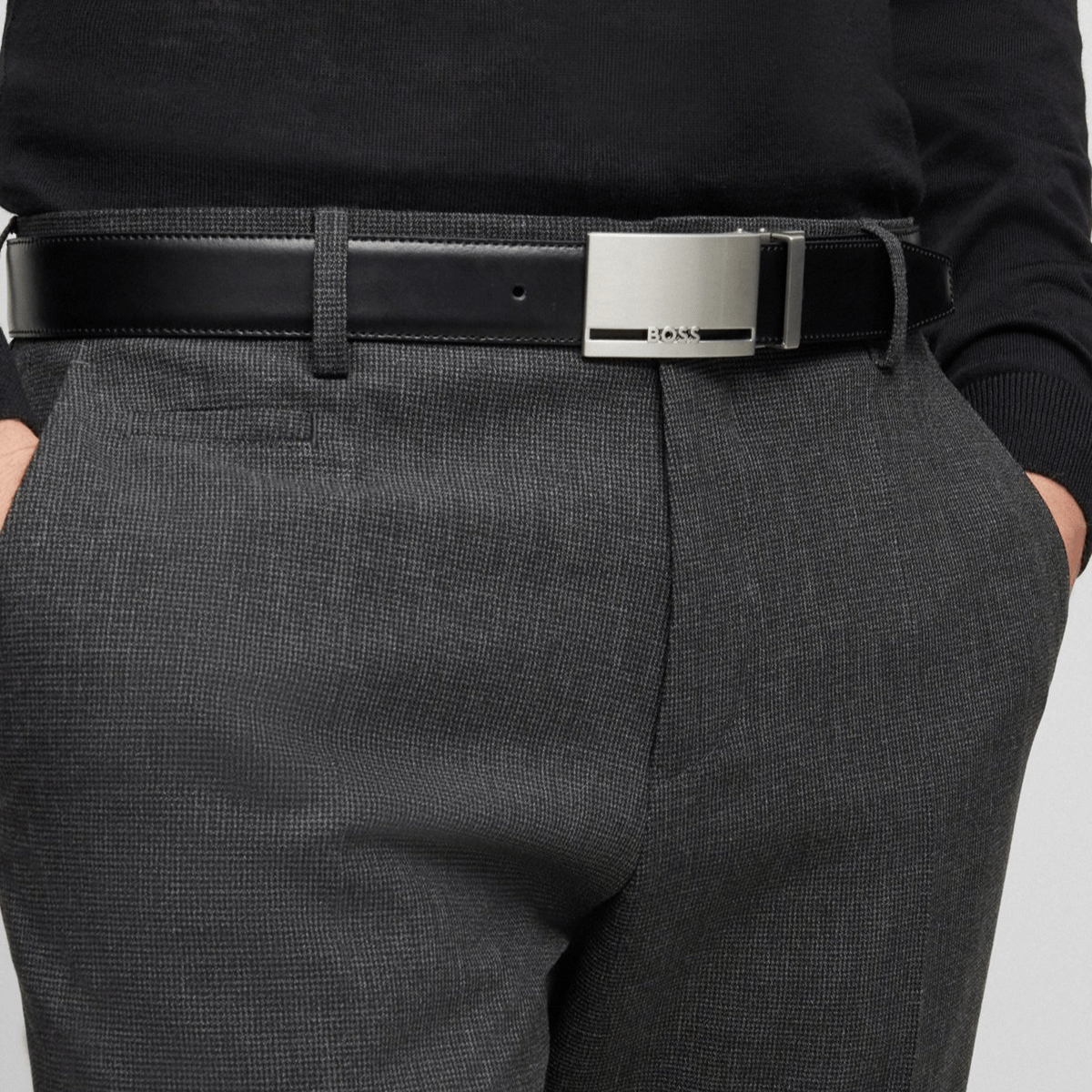 Hugo Boss Galliz Reversible Mens Leather Belt in Black