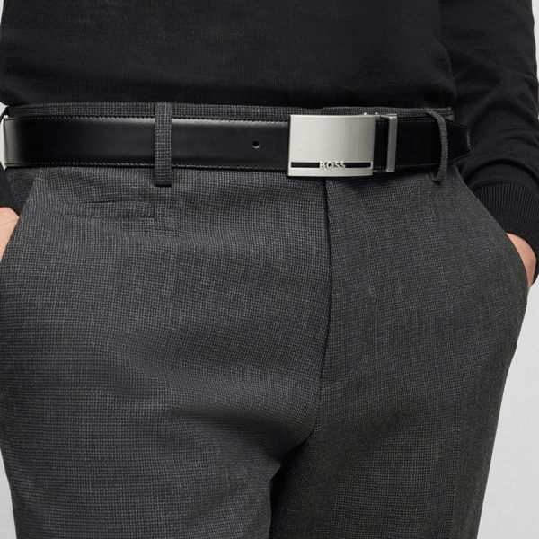 Hugo Boss Galliz Reversible Mens Leather Belt in Black