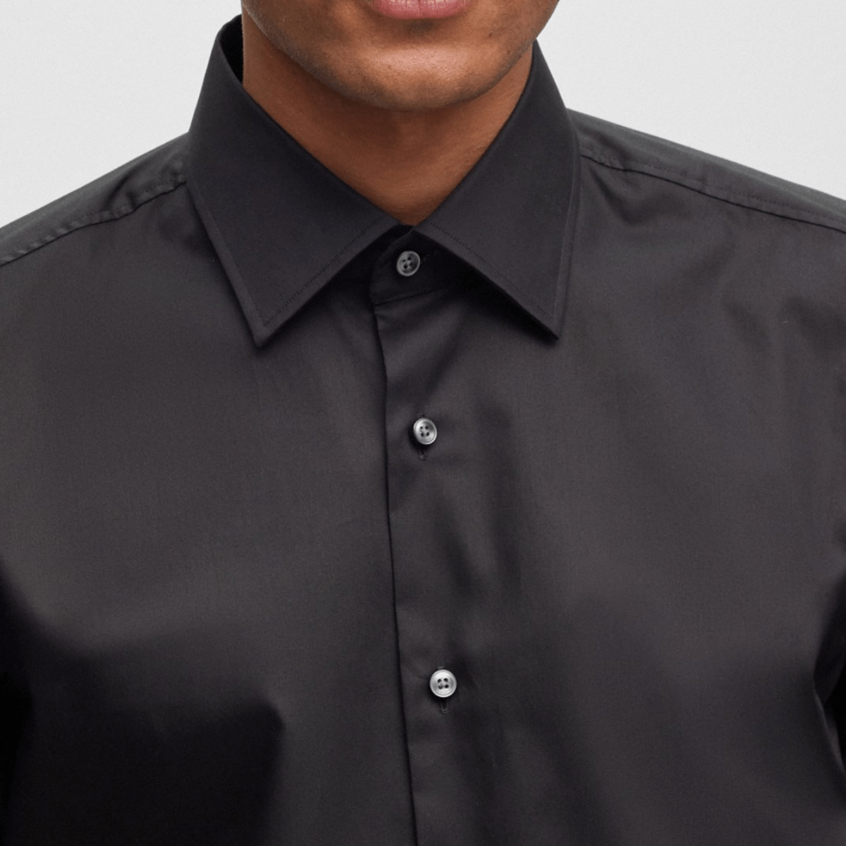 Hugo Boss Slim Fit Hank-Kent Cotton Poplin Shirt in Black – Mens Suit ...