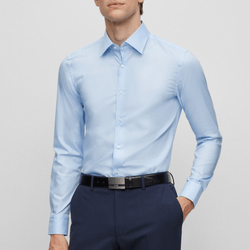 Hugo Boss Slim Fit Hank-Kent Cotton Poplin Shirt in Pastel Blue