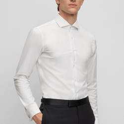 Hugo Boss Slim Fit Hank Spread Formal Shirt in White Mens Suit
